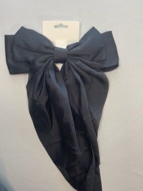 Black Satin Bow Hair Scarf - Women Accessories